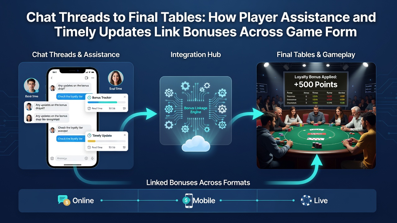 Diagram van bonuskoppeling via support en updates in poker