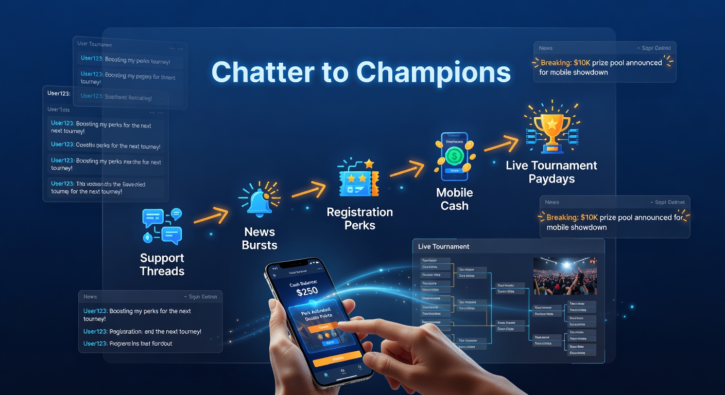 Spelers chatten in support threads terwijl nieuwsflitsen over bonussen en toernooien binnenstromen op mobiele poker-apps