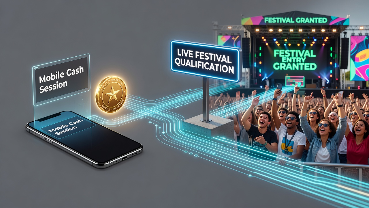 Overzicht van puntconversie van mobiele cash naar live festival entries
