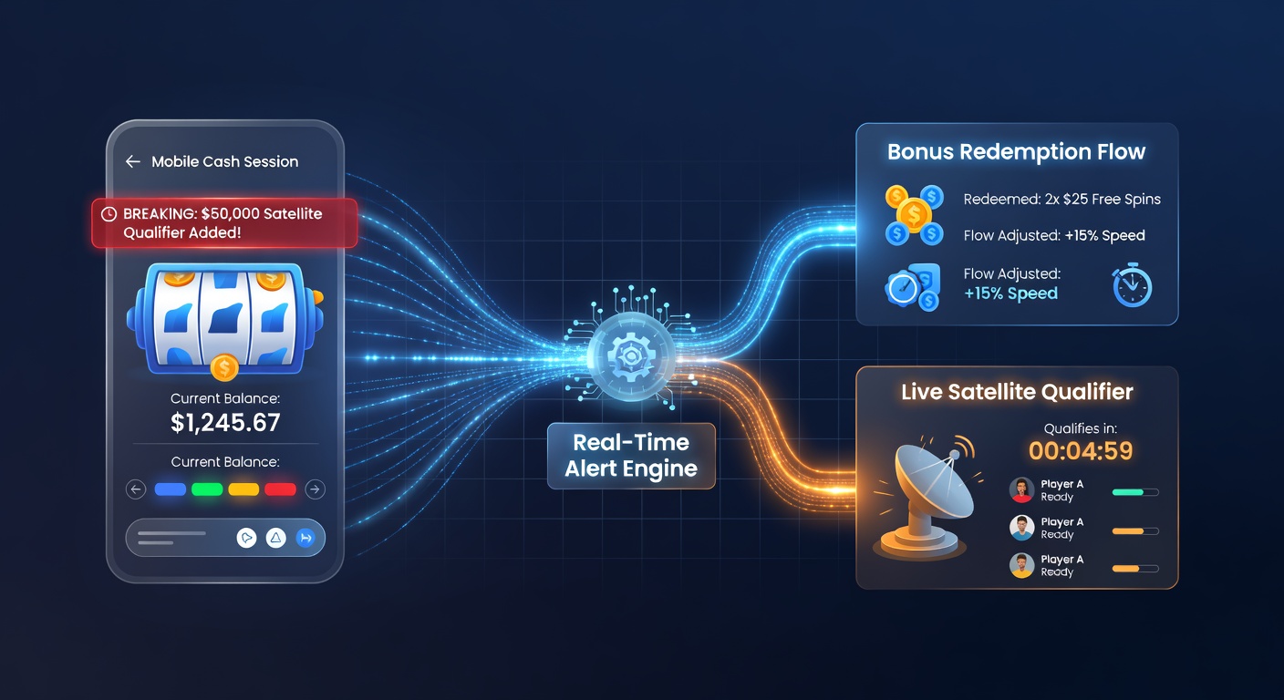 Real-time nieuwsalerts die bonusstromen in mobiele cash games en live satellietkwalificaties verbinden