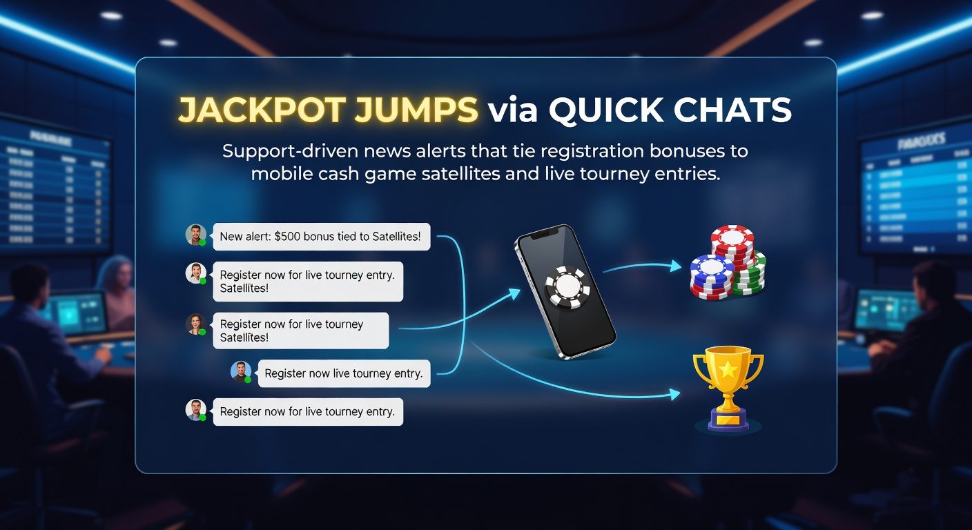 Schermafbeelding van een support chatvenster met jackpot-alert en bonuskoppeling aan een mobiele satelliet