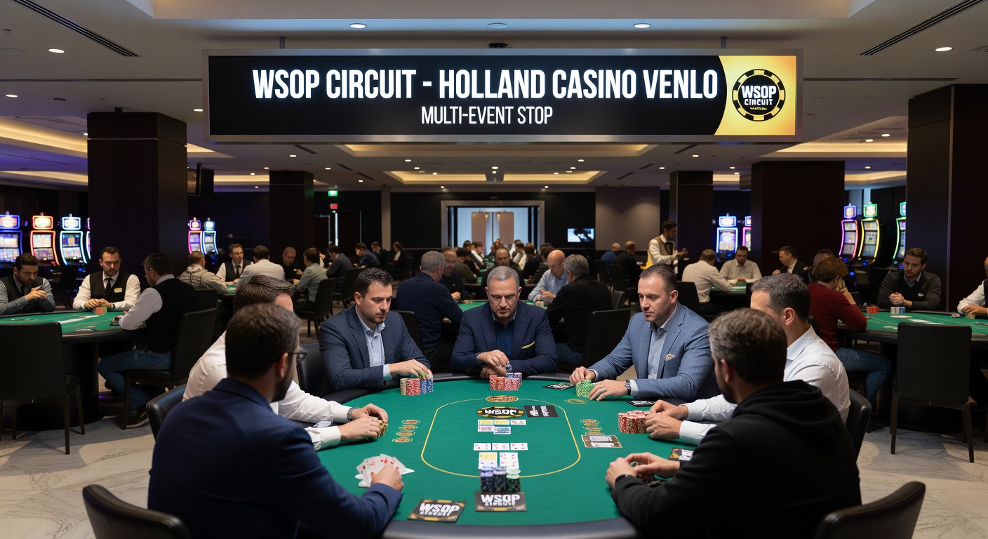 Pokerfinaletafel tijdens een WSOP Circuit-toernooi in Venlo met spelers in actie
