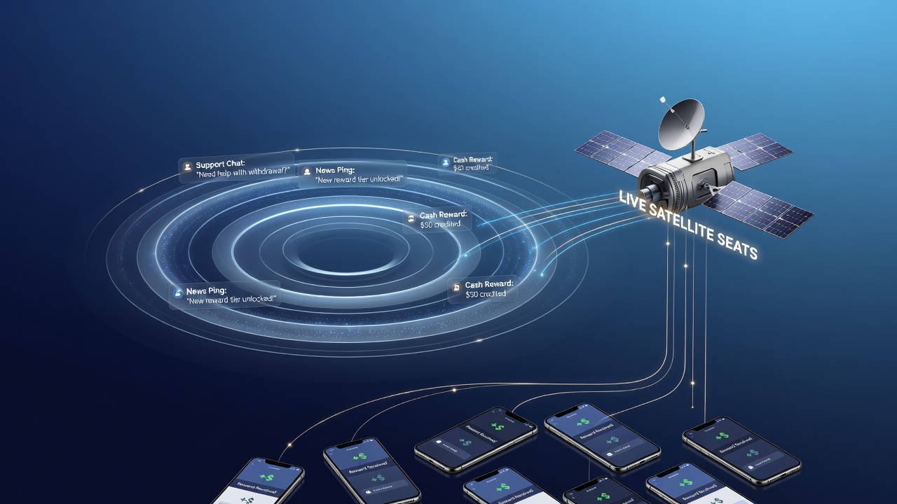 Illustratie van rake race rimpels met mobiele chats en satellietverbindingen